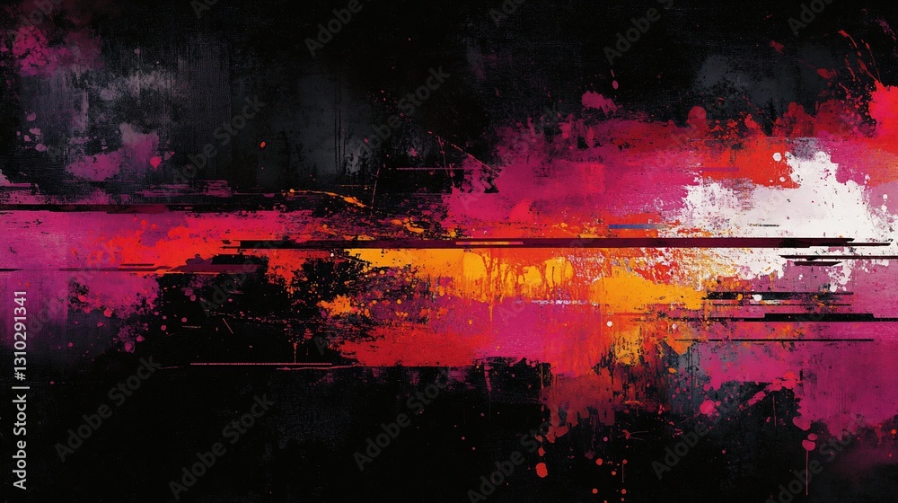 Fototapeta premium Abstract Pink Orange Glitch Art Painting