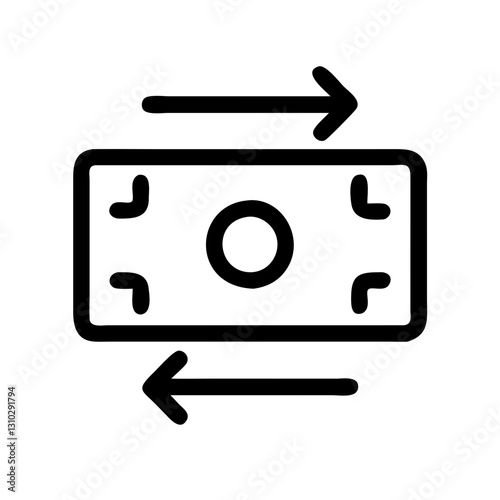 Money transfer icon with arrows, financial technology concept