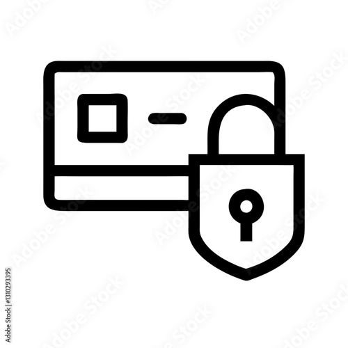 Secure transaction icon with lock and credit card, financial security concept