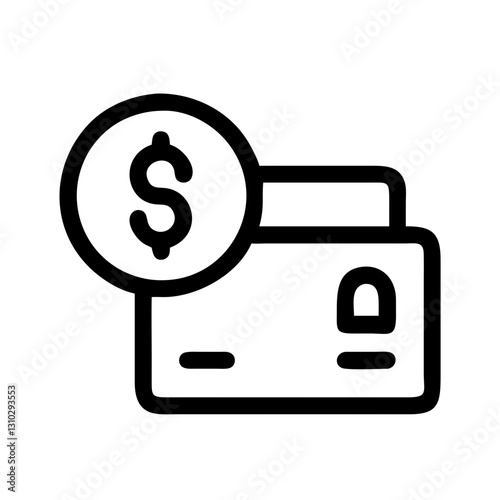 Secure payment icon with dollar symbol, financial technology concept
