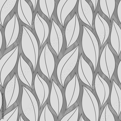 Brown leaves seamless vector pattern. Coffee color wavy leafs print