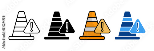 Safety Cone  Icon Set Multiple Style Collection