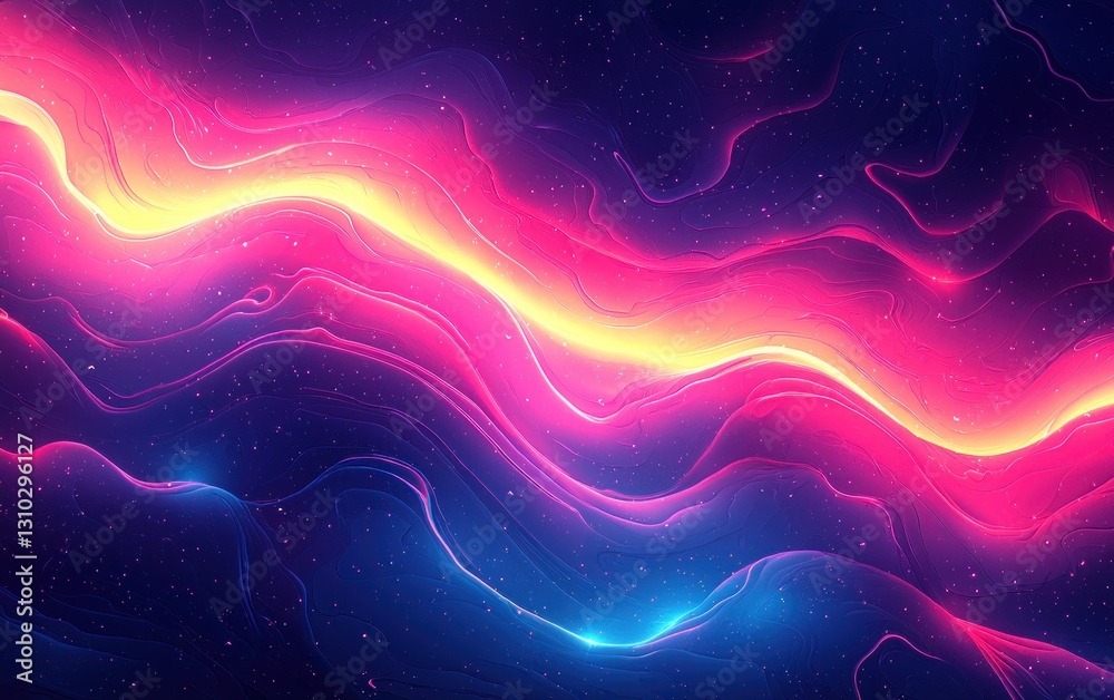 Obraz premium Abstract colorful waves of light flowing through a dark cosmic background