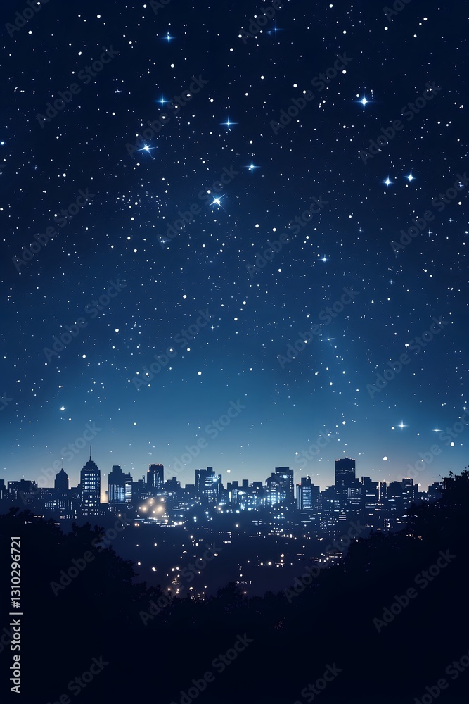 The dazzling silhouette of the city skyline at night The dazzling silhouette of the city skyline at night