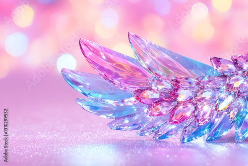 Crystal Wings on Glittery Pink Background