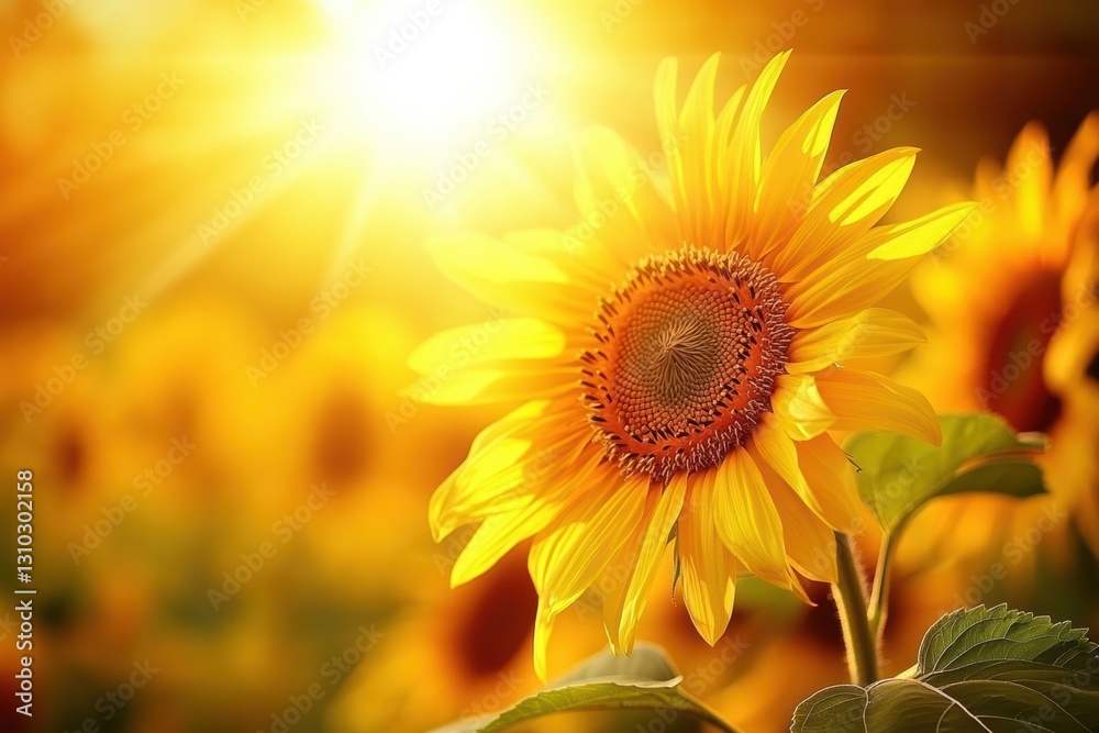 Obraz premium A vibrant sunflower illuminated by sunlight from behind, showcasing its details.