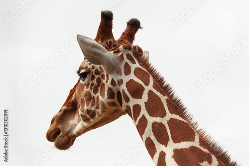 Canvas Print Portrait of a giraffe on a white background.