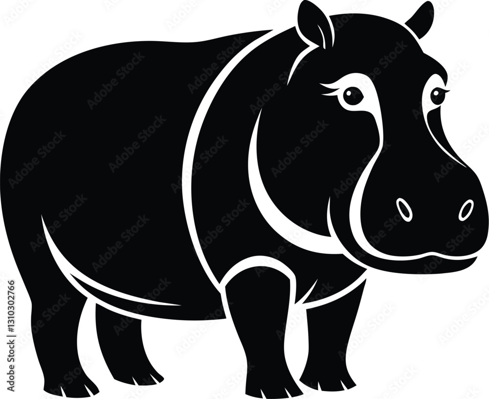 Obraz premium Hippopotamus silhouette vector 