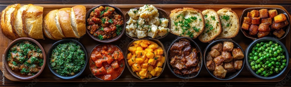 Home-style meals, warm bread, slow-cooked meats, flavorful vegetable dishes, creamy desserts, cozy light, concept of comfort, tradition, family
Home-style meals, warm bread, slow-cooked meats, flavorful vegetable dishes, creamy desserts, cozy light, concept of comfort, tradition, family