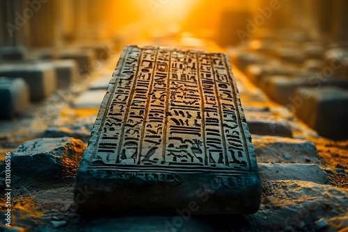 Wedge shaped stone slab under soft lighting