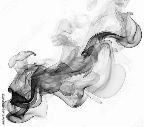 black smoke or fog isolated on white background.	