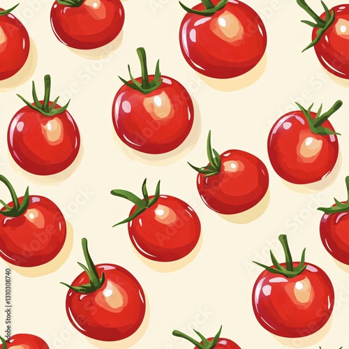 Professional Cherry Tomato Pattern: Fresh Juicy Summer Print