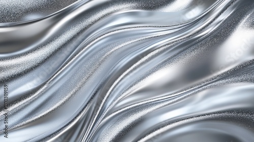 Silver metal effect foil. Silver texture. Gradient background. Metal surface print. Glitter backdrop. Silver plate. Shine design invitation, wedding greeting, cards, prints. Vector illustration