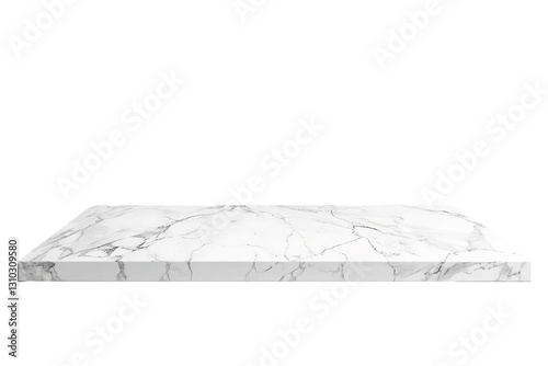 Empty White Marble Shelf on Transparent Background, PNG
