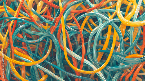 Wallpaper Mural Tangle of colored and transparent wires creating an abstract pattern. Boundless - Horizon. Illustration Torontodigital.ca