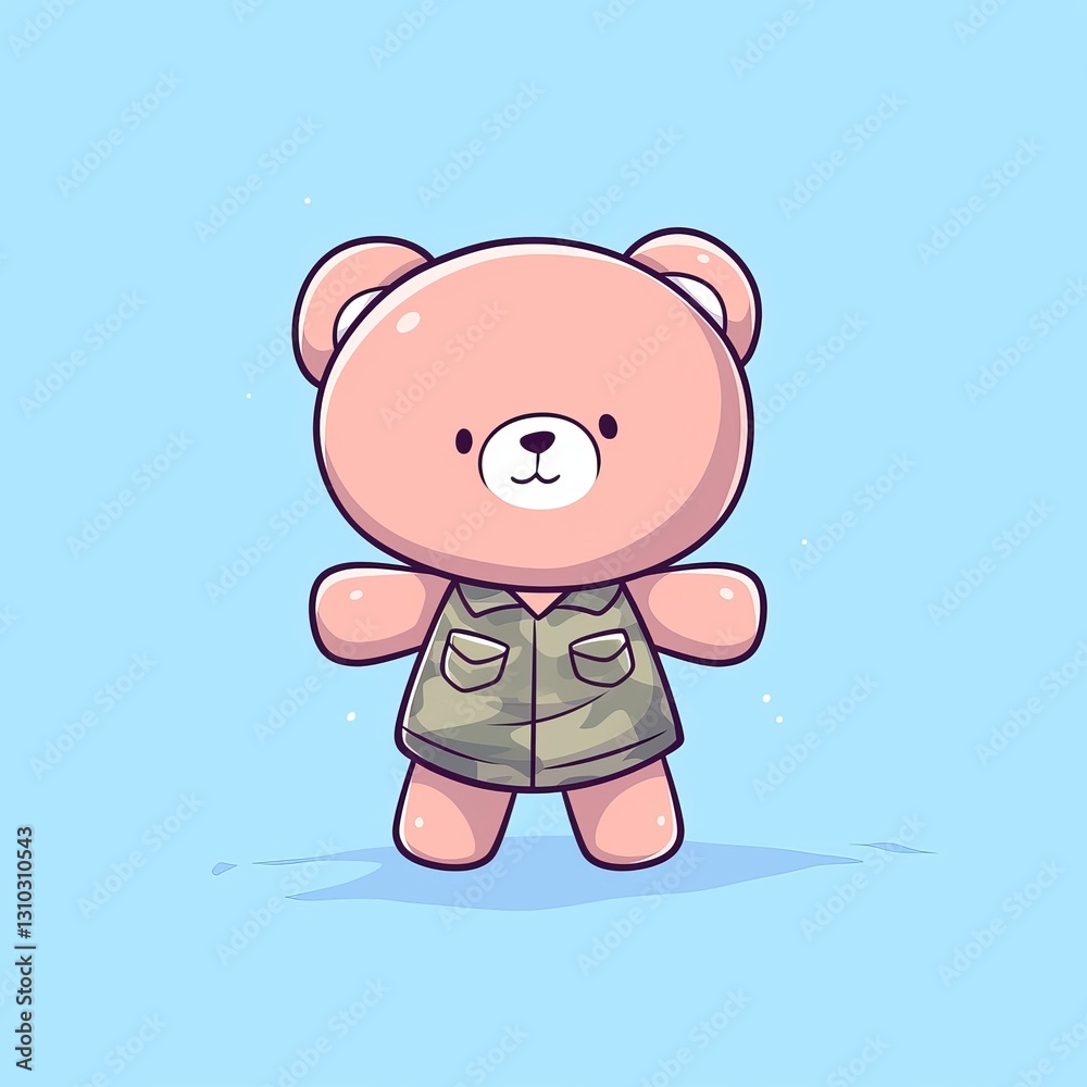 Obraz premium Cute Bear in Camo Outfit (1)