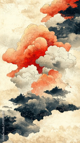 Whispers of tradition abstract japaneseinspired cloud art photo
