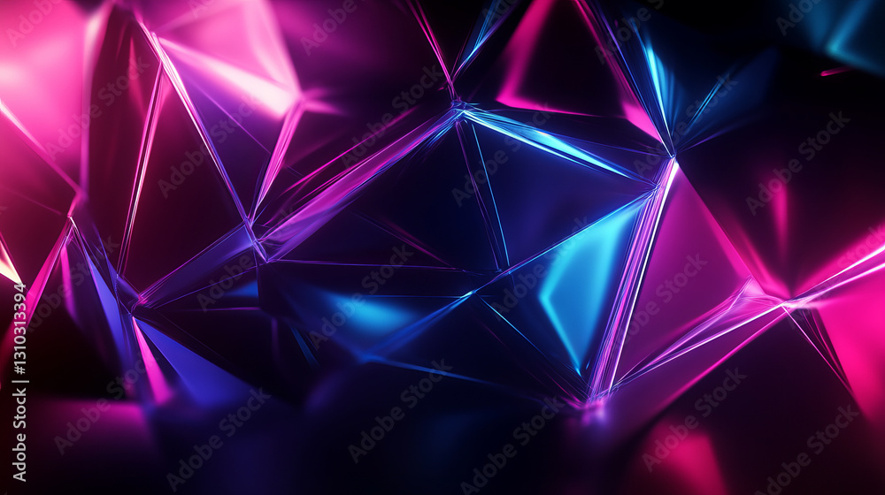 Abstract neon background with glowing triangles. Glowing lines and shapes. banner design Abstract neon background with glowing triangles. Glowing lines and shapes. banner design
