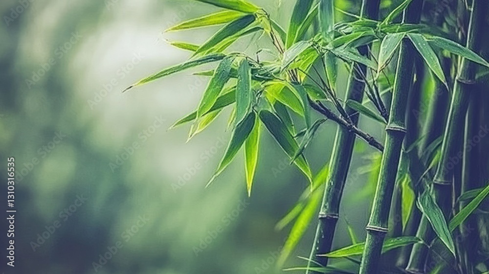 Obraz premium Lush bamboo stalks in a green forest