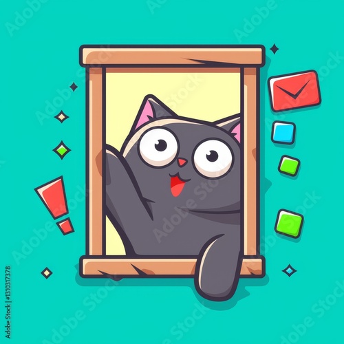 Cat Peeking from Frame, Mail, Cute
