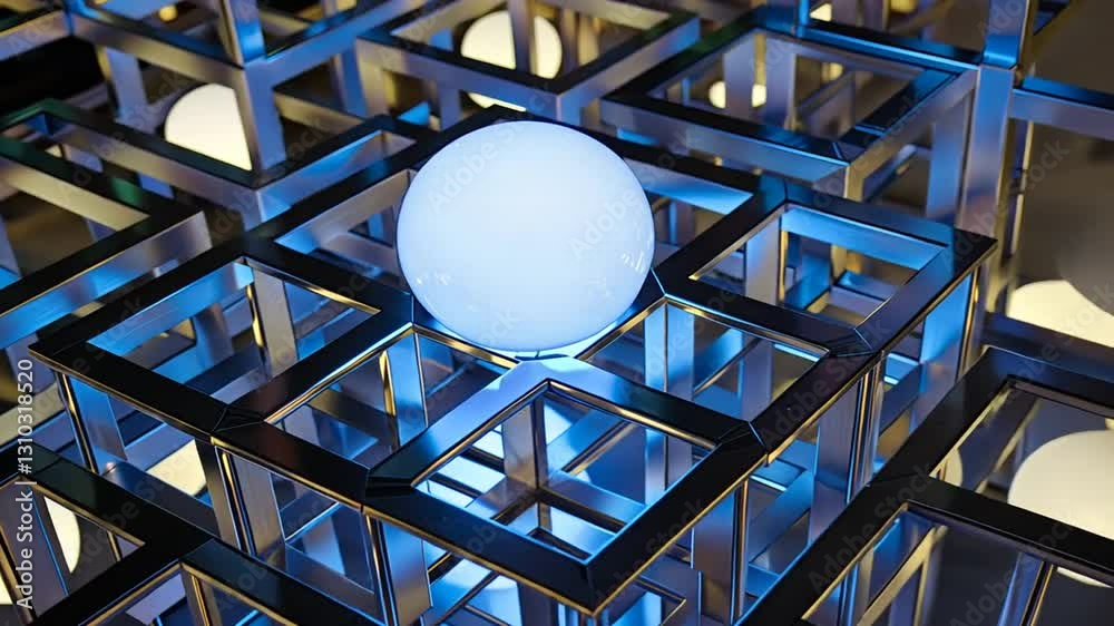 Weiße Kugel auf futuristischer Technologiefläche