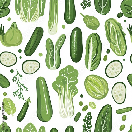 Green Vegetables Pattern for Healthy Vegan Food Concept