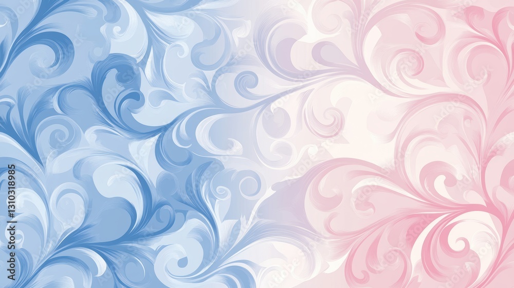 An elegant swirling pattern in shades of blue and pink creates a visually soothing backdrop, ideal for invitations, greeting cards, or any decorative projects needing a soft touch, An elegant swirling pattern in shades of blue and pink creates a visually soothing backdrop, ideal for invitations, greeting cards, or any decorative projects needing a soft touch,