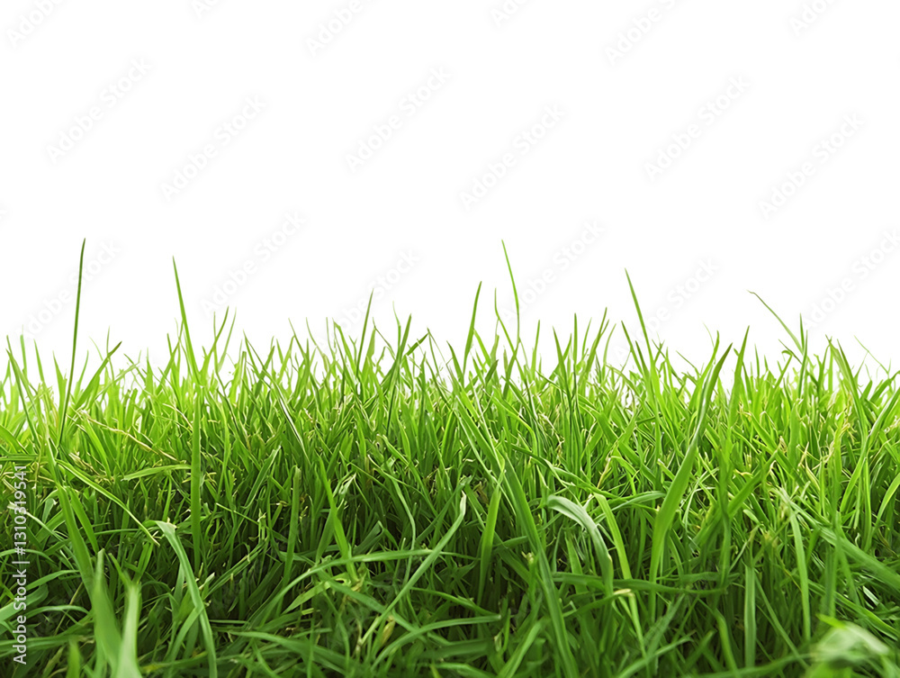 Fototapeta premium Green Grass Blades Isolated on Transparent Background, PNG