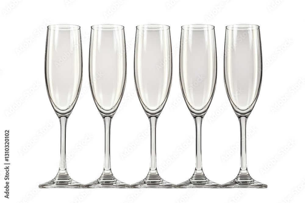 Elegant champagne flutes arranged in a row for a celebration event in a bright setting Elegant champagne flutes arranged in a row for a celebration event in a bright setting