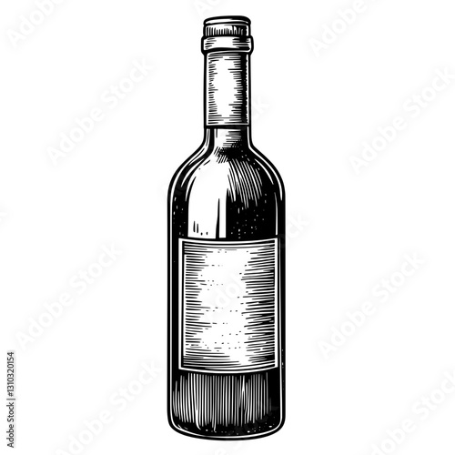 Elegant engraved wine bottle design perfect for tattoo inspiration and unique packaging concepts