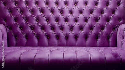 Purple velvet tufted sofa backdrop.
