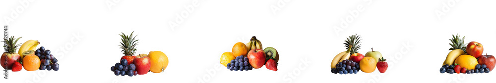 Fresh fruits on transparent background collection set Fresh fruits on transparent background collection set