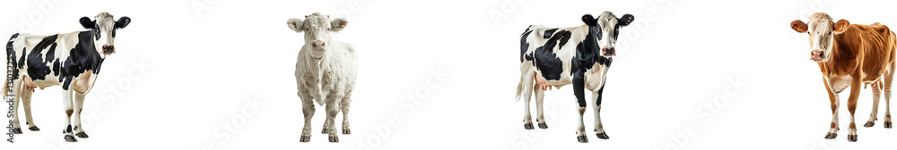 Fototapeta premium Cow on transparent background collection set