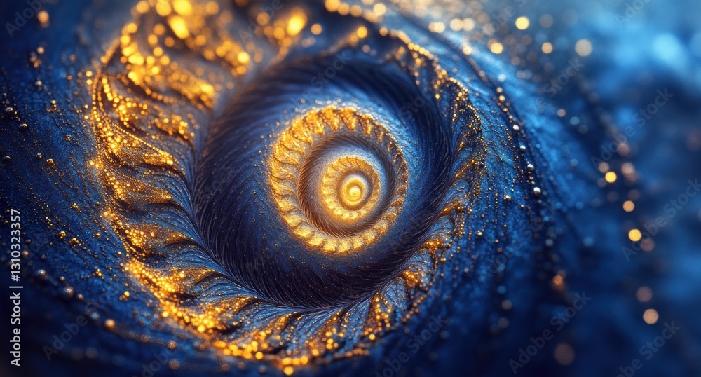 Abstract swirling gold and blue fractal. Abstract swirling gold and blue fractal.