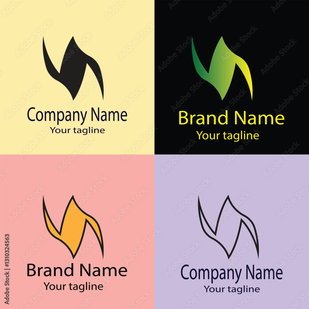 Abstract logo design with different designs of the same shape For business company. Color editable. Abstract logo design with different designs of the same shape For business company. Color editable.