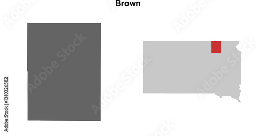 Brown County (South Dakota) blank outline map set