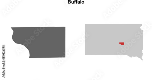 Buffalo County (South Dakota) blank outline map set
