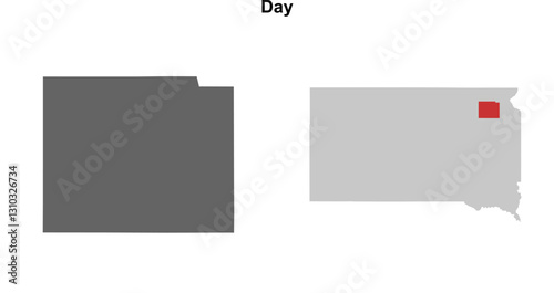Day County (South Dakota) blank outline map set
