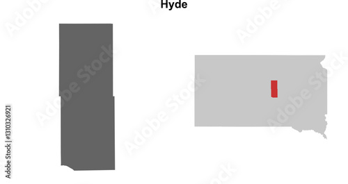 Hyde County (South Dakota) blank outline map set