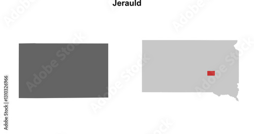 Jerauld County (South Dakota) blank outline map set