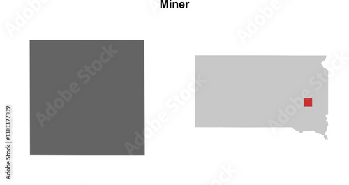 Miner County (South Dakota) blank outline map set