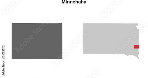 Minnehaha County (South Dakota) blank outline map set