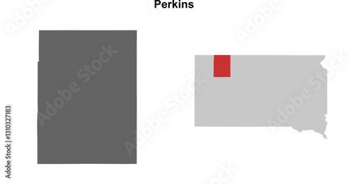 Perkins County (South Dakota) blank outline map set