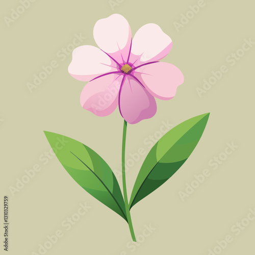 Delicate pink flower blooming against a soft beige background