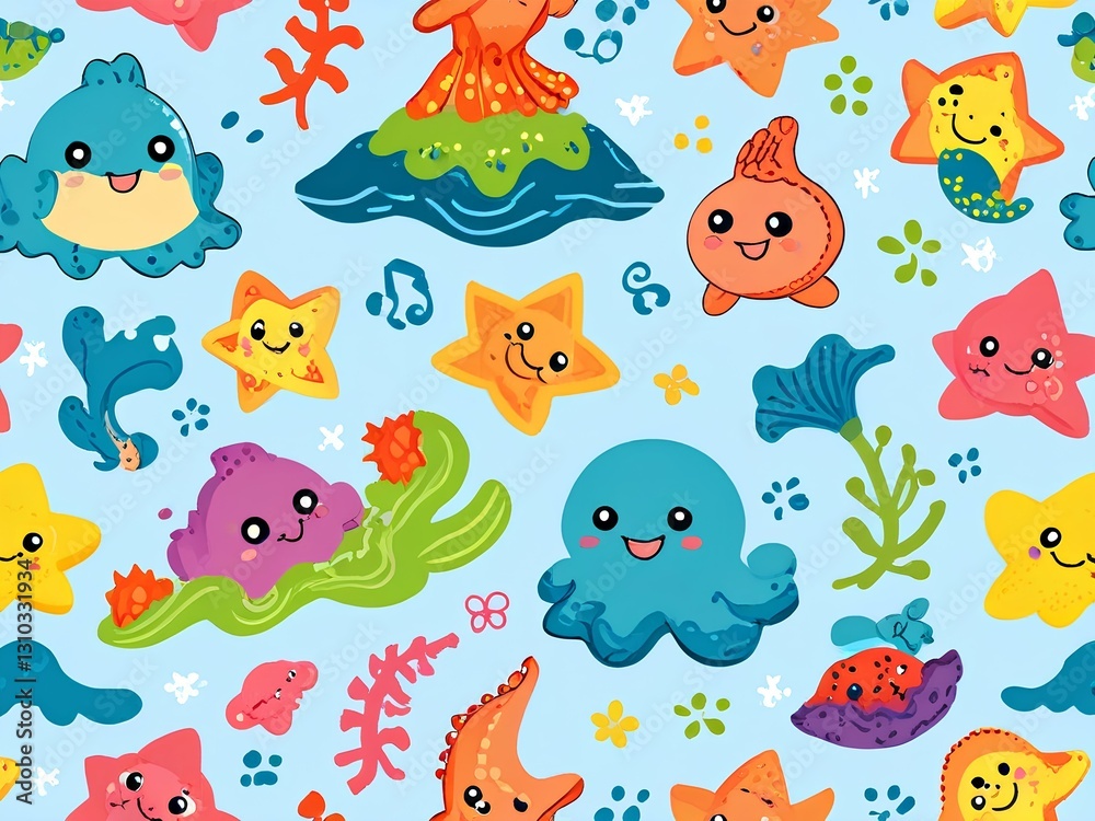 Obraz premium seamless pattern with funny fishes