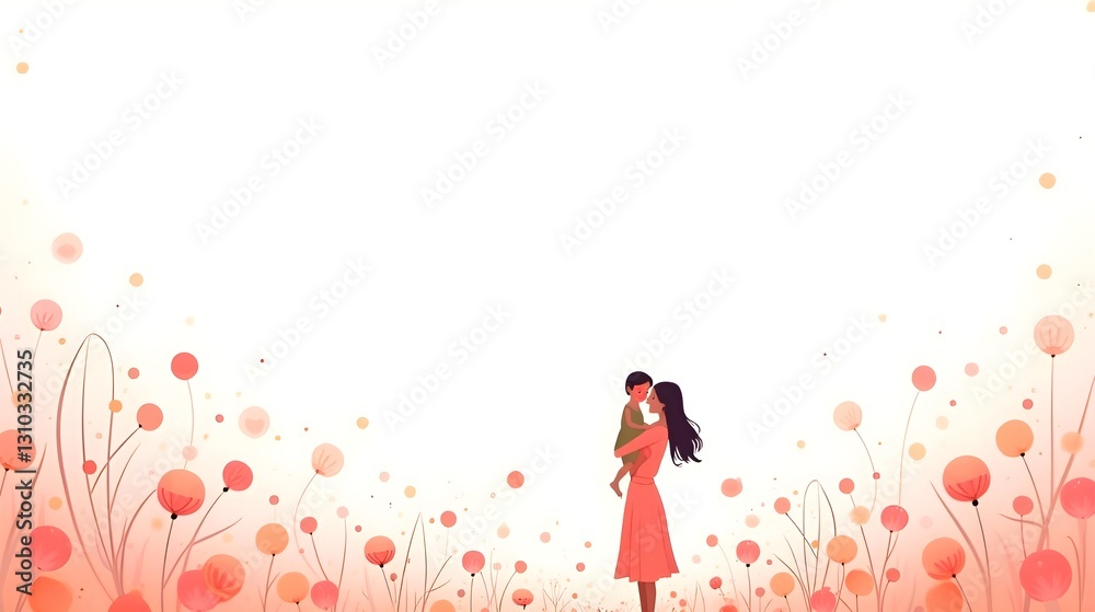 Obraz premium digital Mother’s Day invitation, gentle floral card background, warm-toned greeting card, light pastel greeting card, holiday greeting card bundle, online Mother’s Day marketing, stylish greeting card