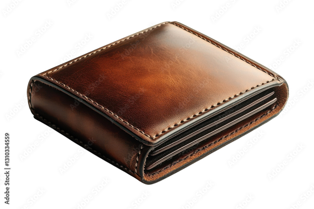 Quality brown leather wallet with multiple card slots and a classic design displayed on a plain background Quality brown leather wallet with multiple card slots and a classic design displayed on a plain background