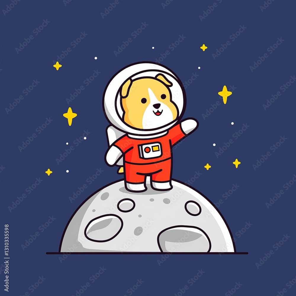 Fototapeta premium Cute Dog Astronaut on Moon (1)