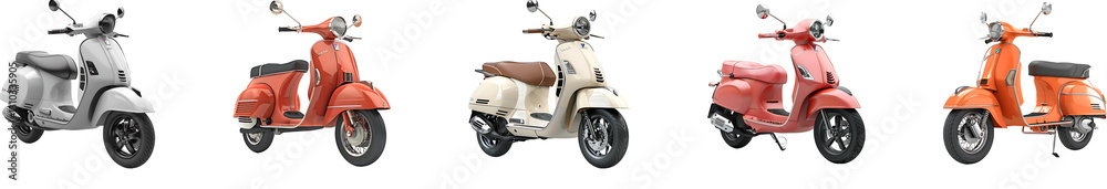 Obraz premium Scooty on transparent background collection set