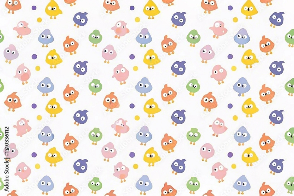 Colorful cartoon birds and dots seamless pattern. Colorful cartoon birds and dots seamless pattern.